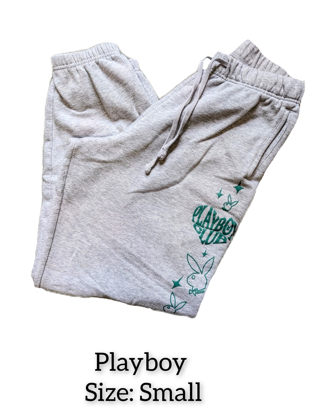 Playboy Gray Sweatpants with Green Logo - Small